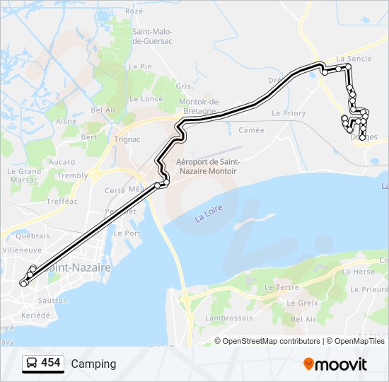 Plan de la ligne 454 de bus