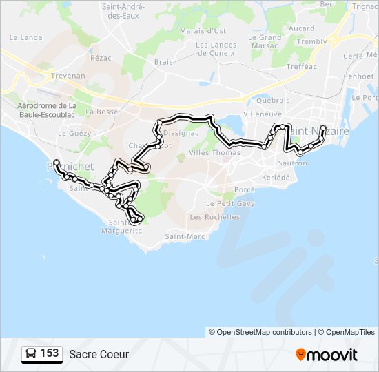 Plan de la ligne 153 de bus