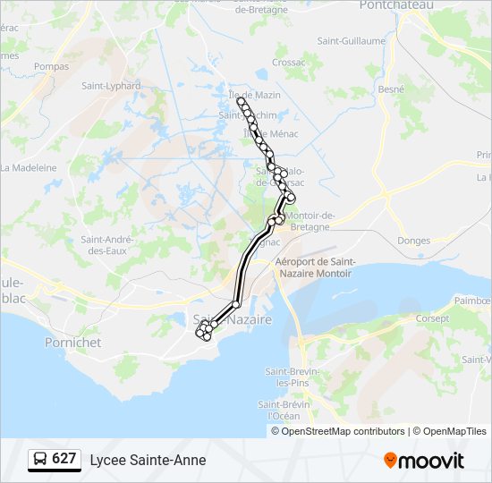 Plan de la ligne 627 de bus