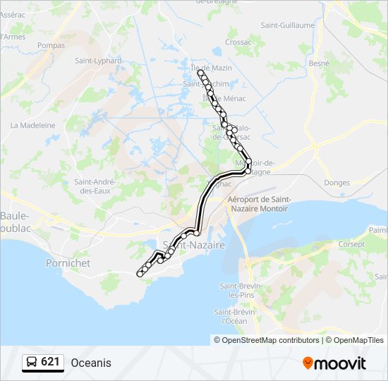 Plan de la ligne 621 de bus