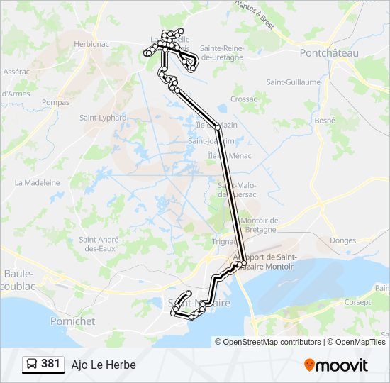 Plan de la ligne 381 de bus