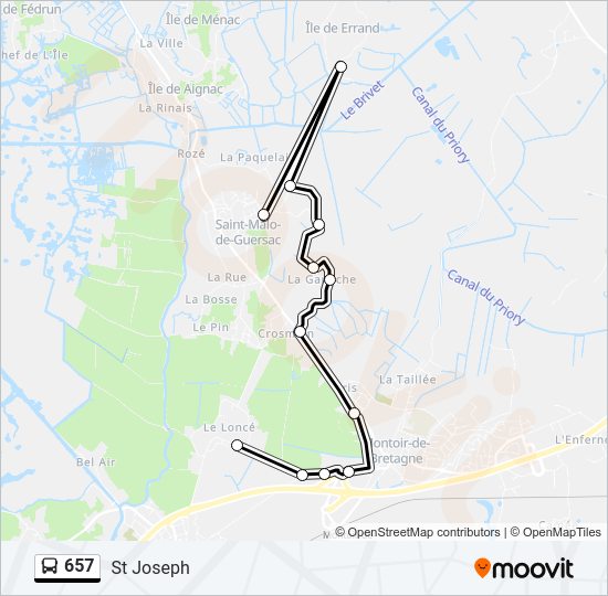 Plan de la ligne 657 de bus