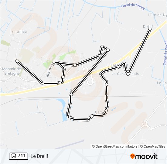 Plan de la ligne 711 de bus