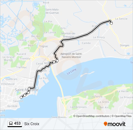 Plan de la ligne 453 de bus