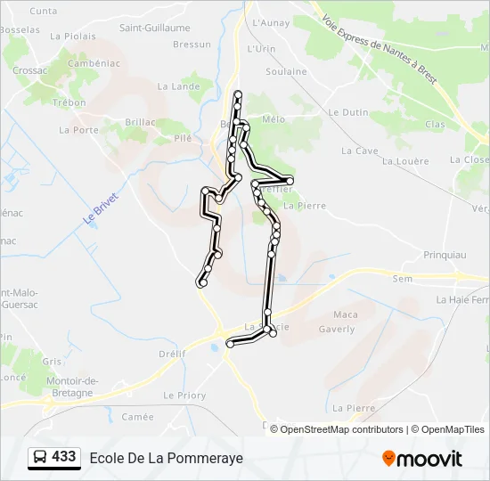 433 Bus Line Map