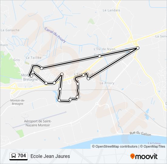 Plan de la ligne 704 de bus