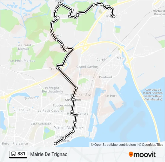 881 Bus Line Map