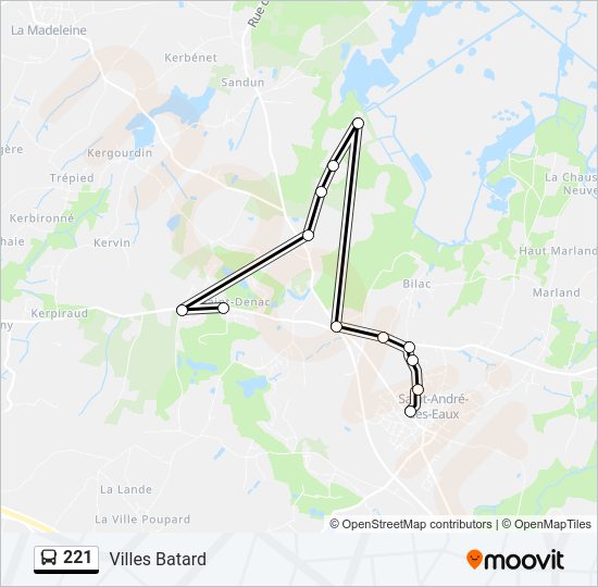 Plan de la ligne 221 de bus