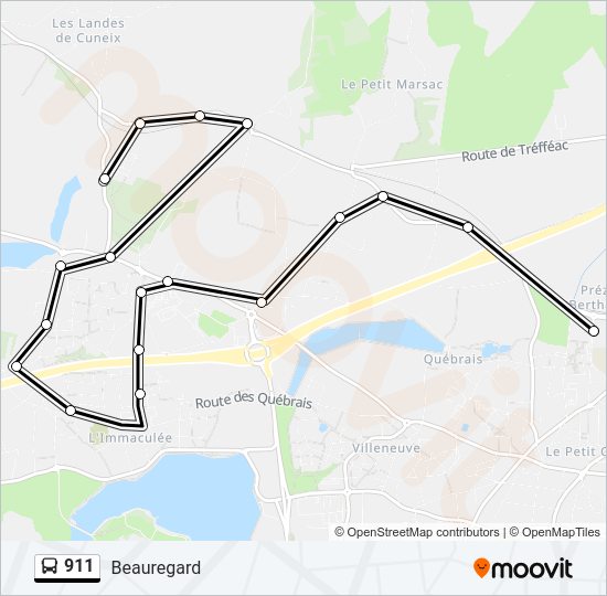 Plan de la ligne 911 de bus