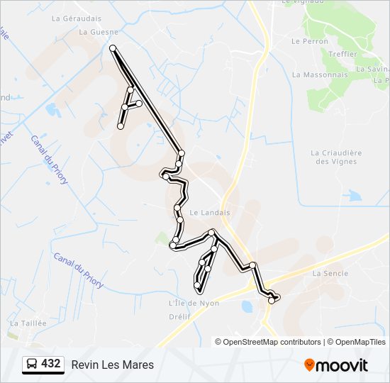 Plan de la ligne 432 de bus
