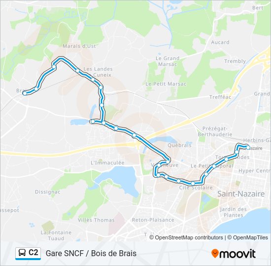 Plan de la ligne C2 de bus