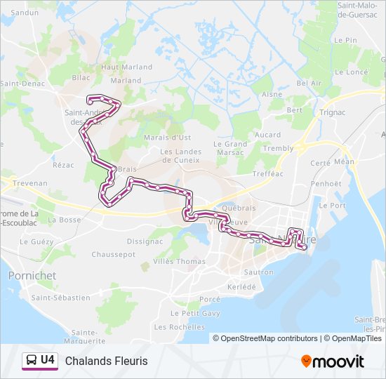 Plan de la ligne U4 de bus