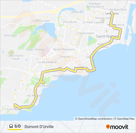 Plan de la ligne S/D de bus