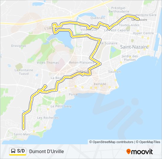 Plan de la ligne S/D de bus