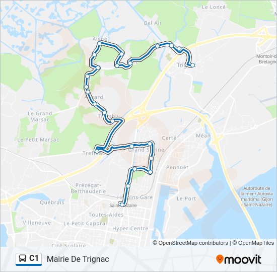 Plan de la ligne C1 de bus