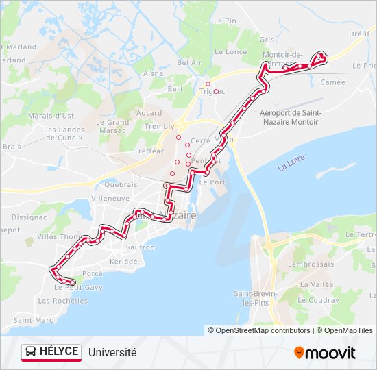 Plan de la ligne HÉLYCE de bus