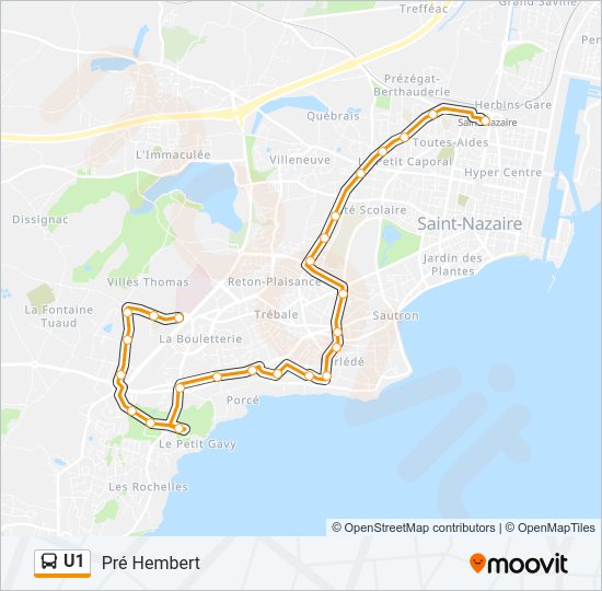 Plan de la ligne U1 de bus