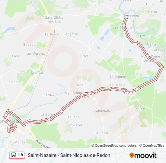 T5 Bus Line Map