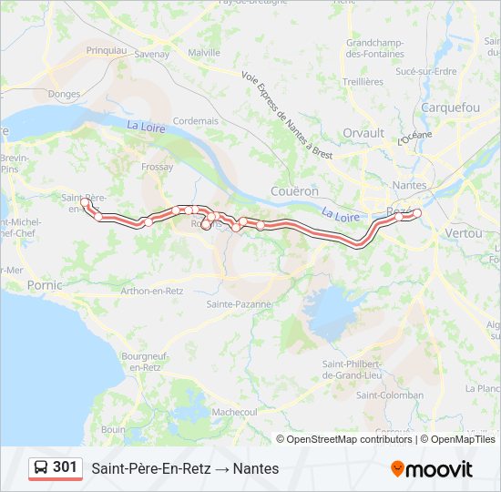 Plan de la ligne 301 de bus