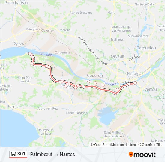 Plan de la ligne 301 de bus