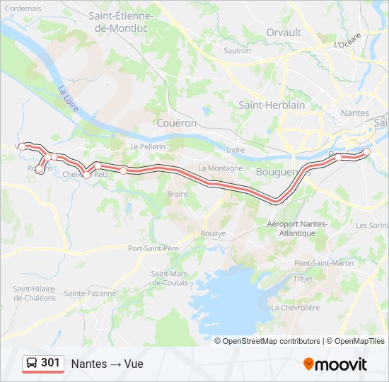 Plan de la ligne 301 de bus