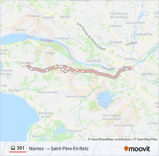 Plan de la ligne 301 de bus