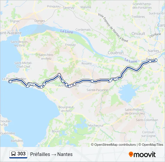 303 Bus Line Map