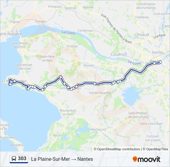 Plan de la ligne 303 de bus