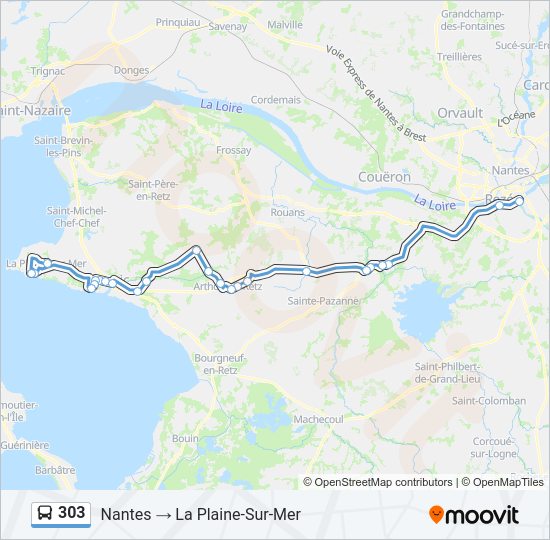 Plan de la ligne 303 de bus