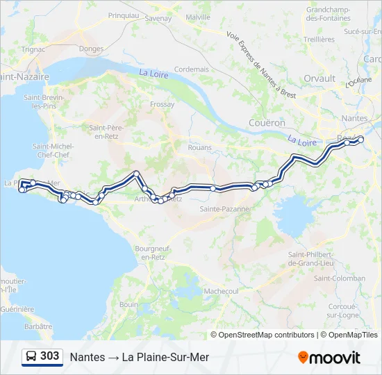 303 Bus Line Map