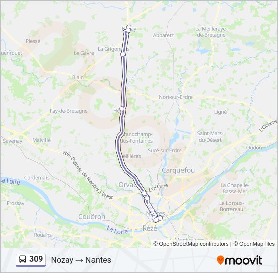 Plan de la ligne 309 de bus