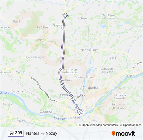 Plan de la ligne 309 de bus