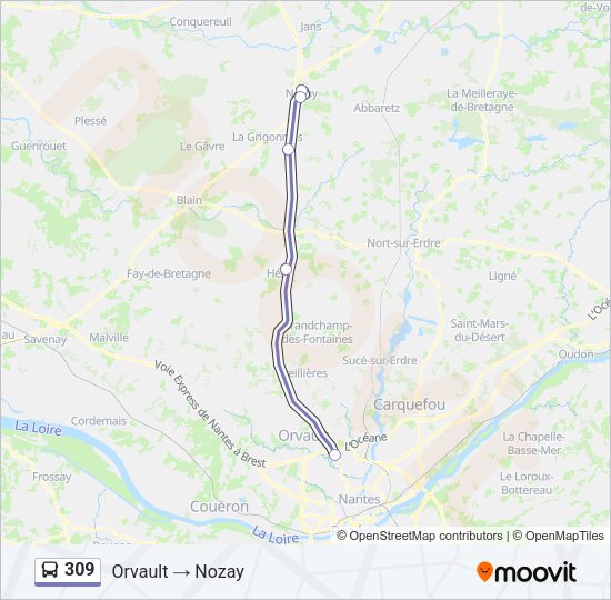 Plan de la ligne 309 de bus