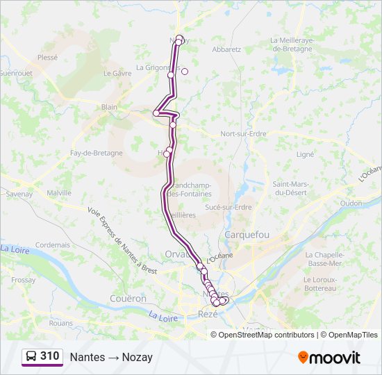 Plan de la ligne 310 de bus