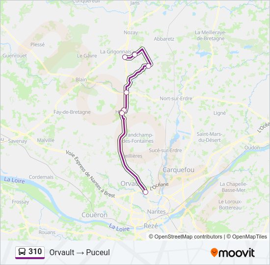 Plan de la ligne 310 de bus