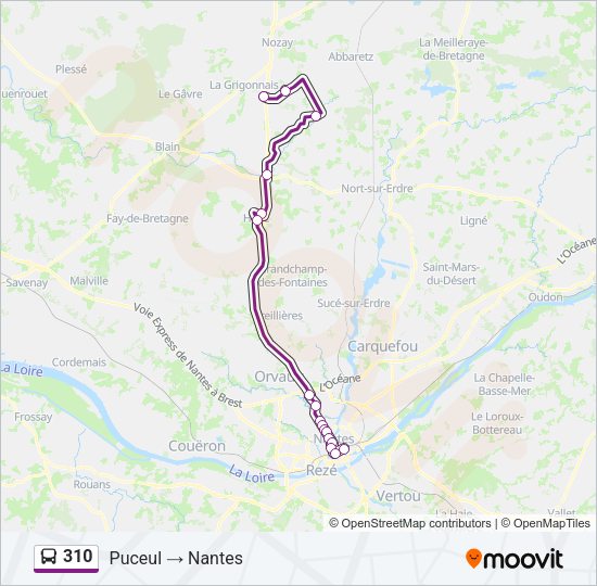 Plan de la ligne 310 de bus