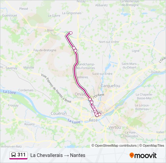 Plan de la ligne 311 de bus