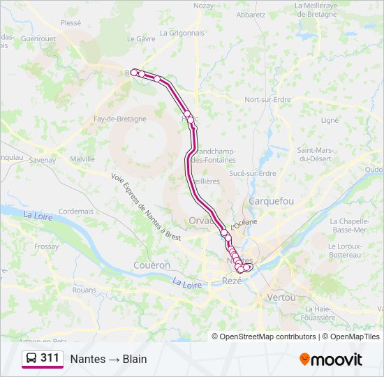 Plan de la ligne 311 de bus