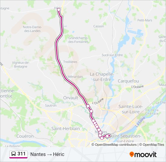 Plan de la ligne 311 de bus