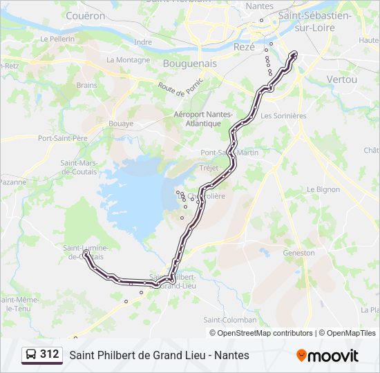 Plan de la ligne 312 de bus