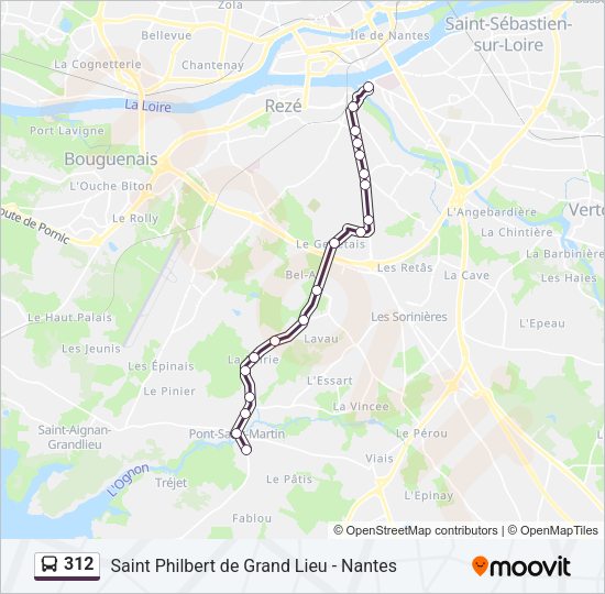 Plan de la ligne 312 de bus