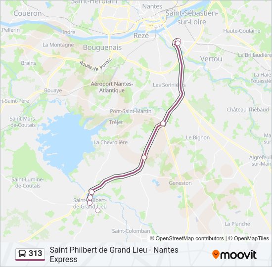 Plan de la ligne 313 de bus
