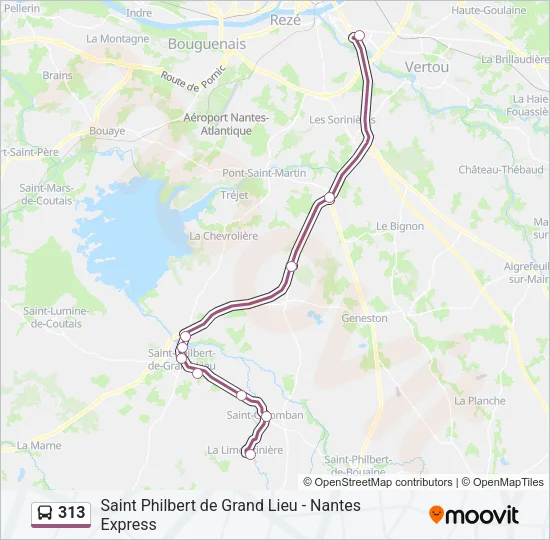 Plan de la ligne 313 de bus