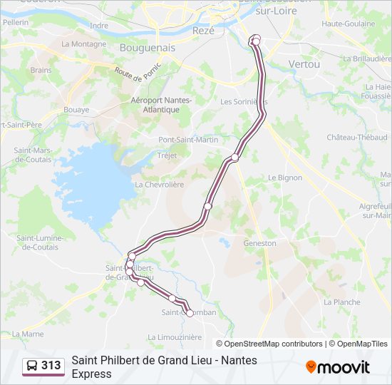 Plan de la ligne 313 de bus