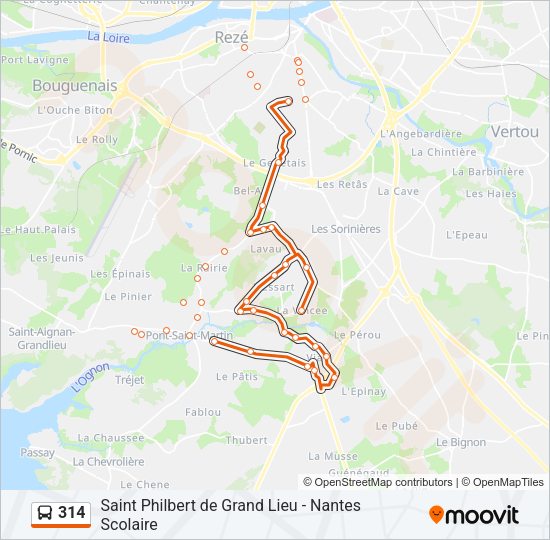 Plan de la ligne 314 de bus