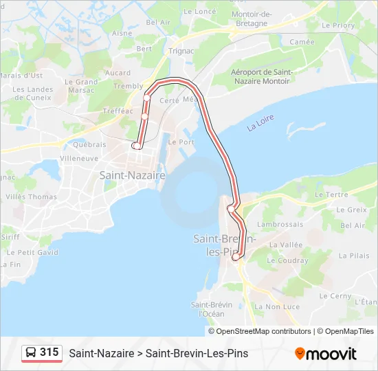 315 Itinéraire: Horaires, Arrêts & Plan - Saint-Nazaire > Saint-Brevin ...