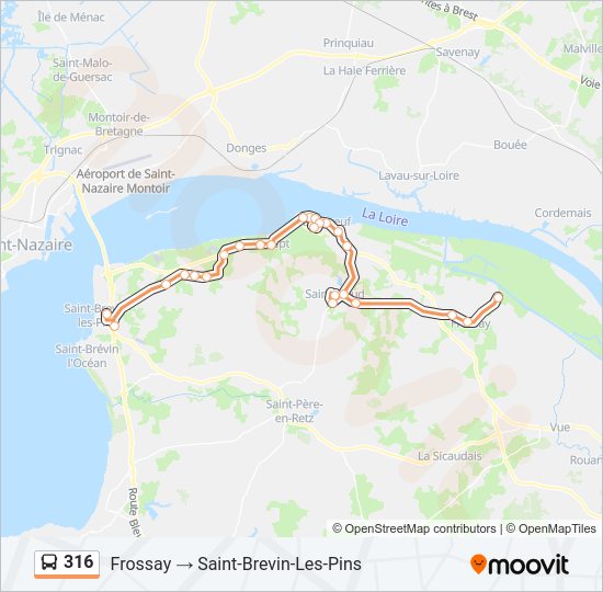 Plan de la ligne 316 de bus