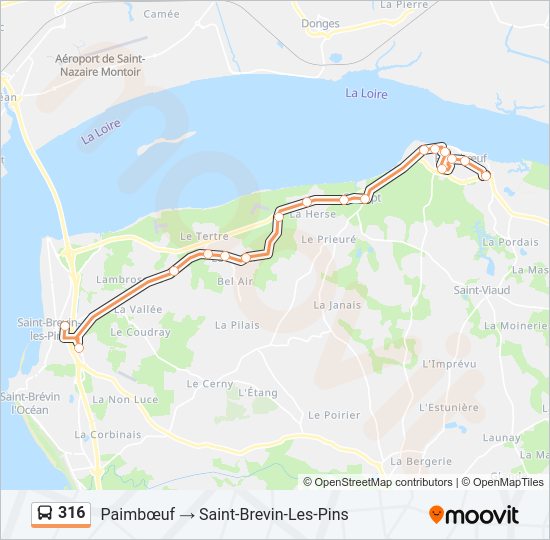 Plan de la ligne 316 de bus