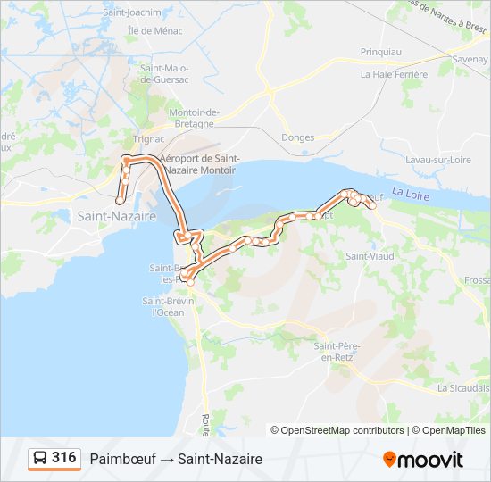 Plan de la ligne 316 de bus