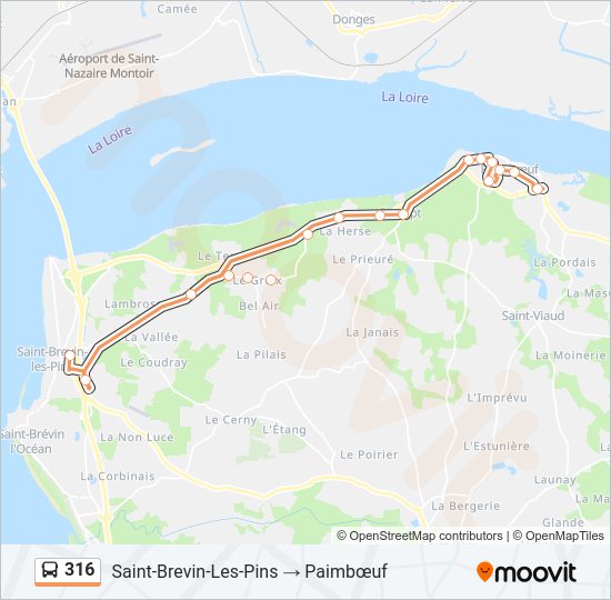 Plan de la ligne 316 de bus